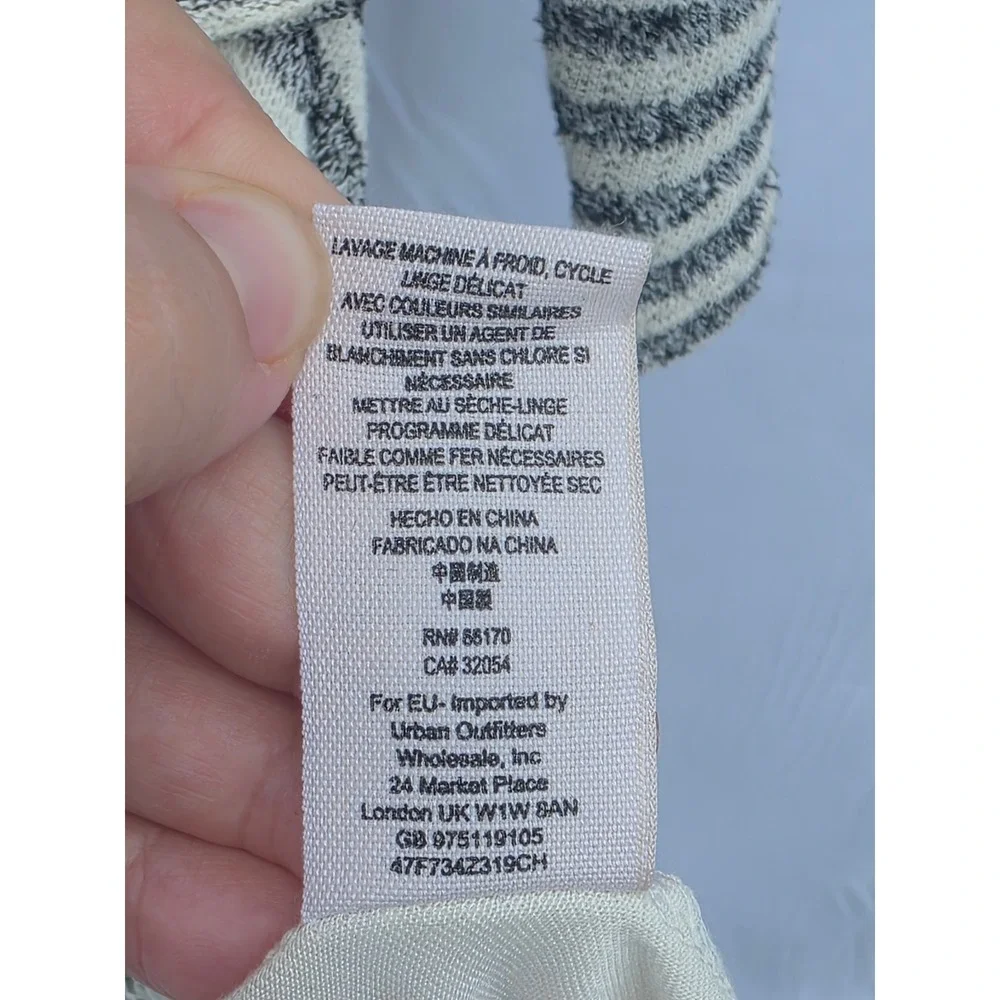 Free People Cream Comb Striped Twist Front Fit Flare Dress F734Z319 Medium